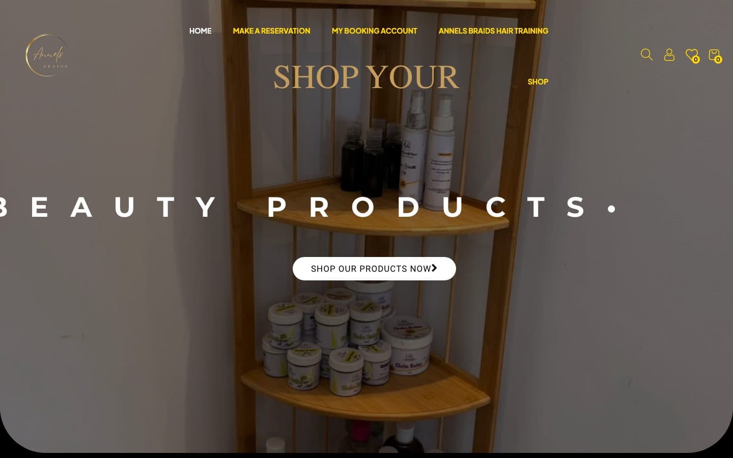 The Annel's Beauty House store and booking site, built by Chyberr.