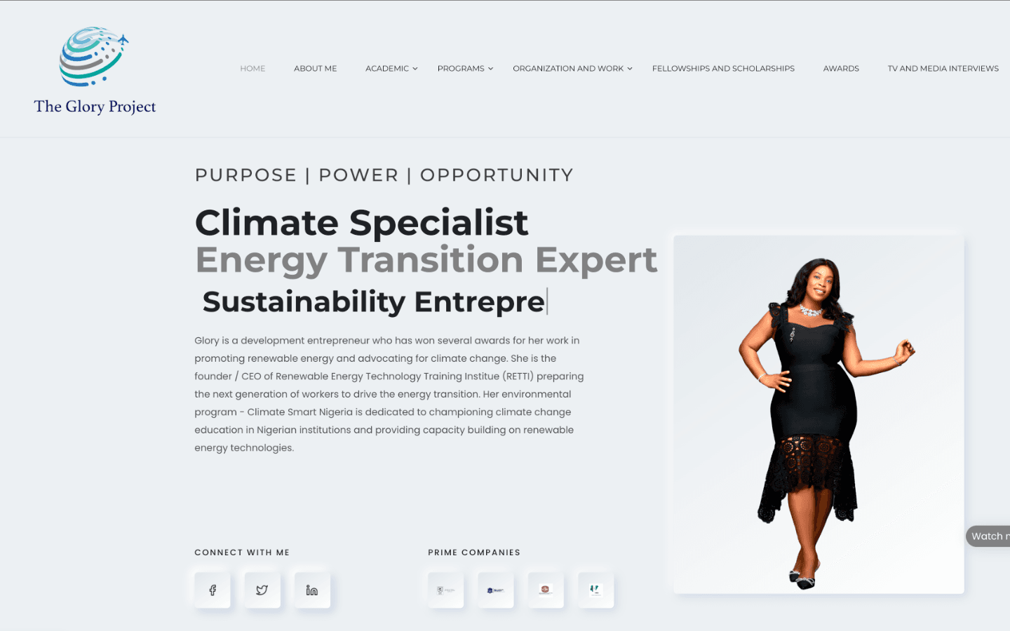 The personal website of Glory Oguegbu, built by Chyberr.