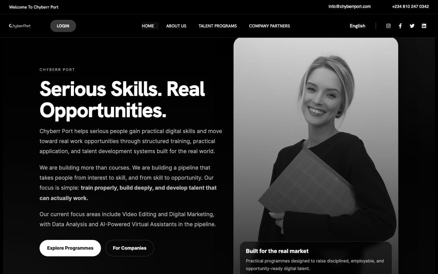 Chyberr Port, a training and talent platform.